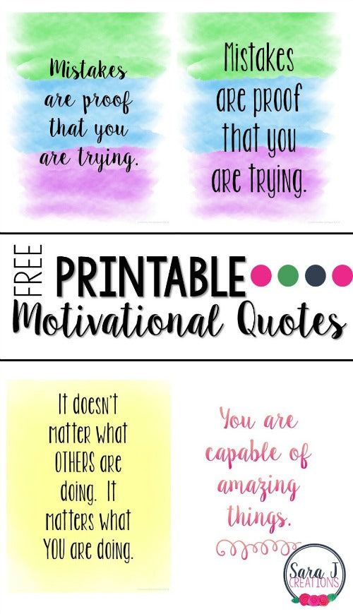 Sometimes all you need are some inspirational quotes to help you keep going through hard times. To make sure you stay motivated to complete your goals, get these motivational printables for your office! Typography and watercolor wall art included! | quotes, wall art, office decor, #printable #freePrintable #motivational #inspirational