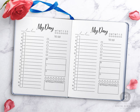 Free Printable Planner: Daily Schedule- If you want to organize your day and achieve your goals with ease, you need this free printable day at a glance page in your bujo or planner! | daily log, bullet journal page ideas, daily agenda, #freePrintable #bulletjournal #planner #DigitalDownloadShop