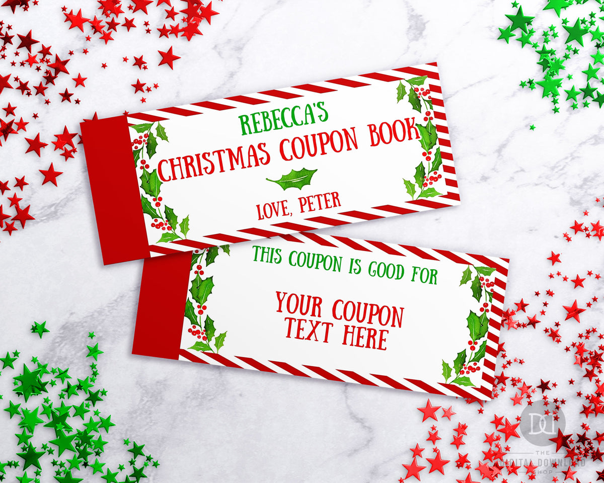 Christmas Coupon Book Editable Printable *EDIT ONLINE* The Digital