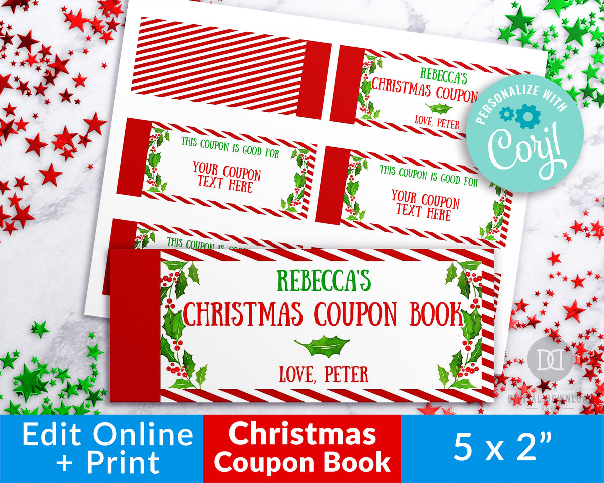 Christmas Coupon Book Editable Printable *EDIT ONLINE* | The Digital ...