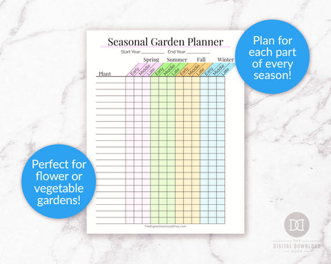 Free Printable Seasonal Garden Planner