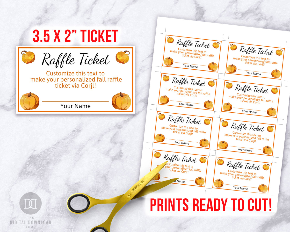 Fall Raffle Ticket Template Editable Printable *EDIT ONLINE* | The