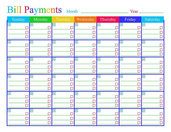 Bill Pay Calendar For Mac