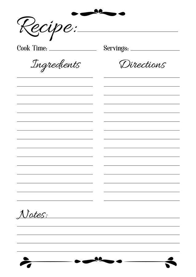 Printable Recipe Template Pdf PDF Template