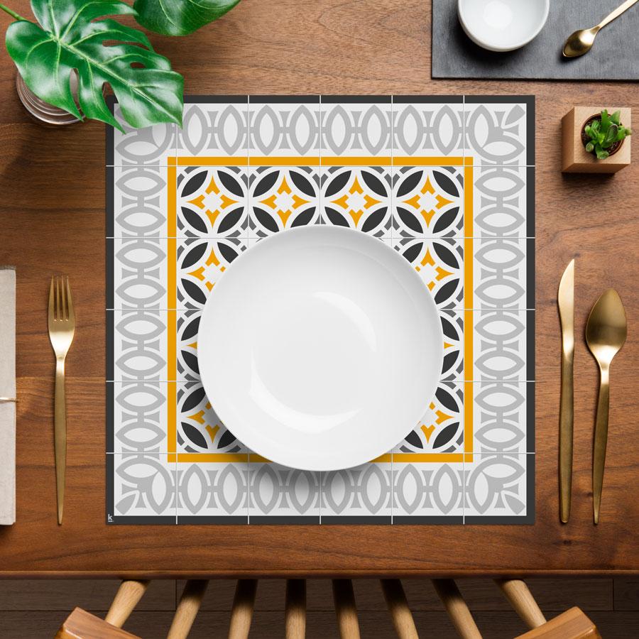 Hidraulik square vinyl placemats tile pattern Letamendi design