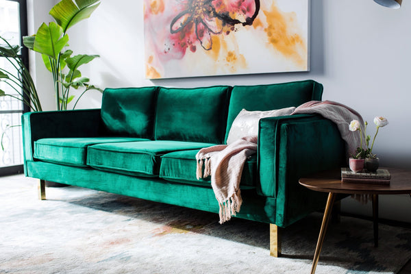 Velvet Sofa in living room - What A Room Furniture