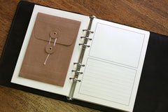 custom made leather journal with ring binder mechanism