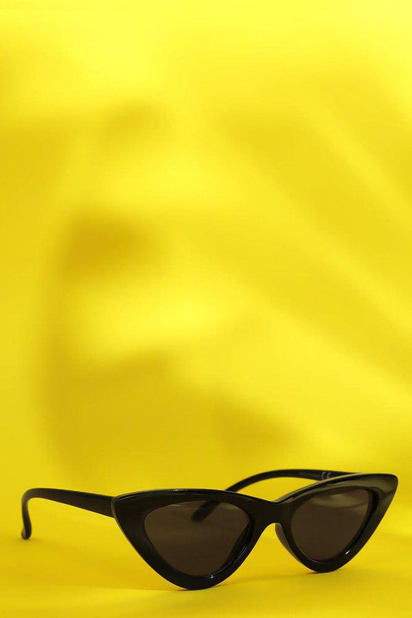 Patent Black Classic Retro Cat Eye Sunglasses-SinglePrice