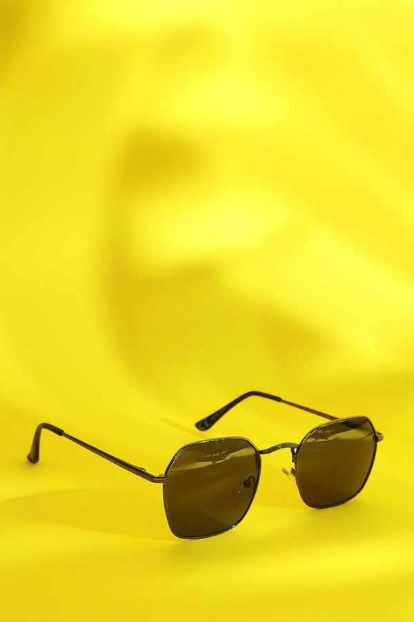Black Medium Square Aviator Sunglasses-SinglePrice