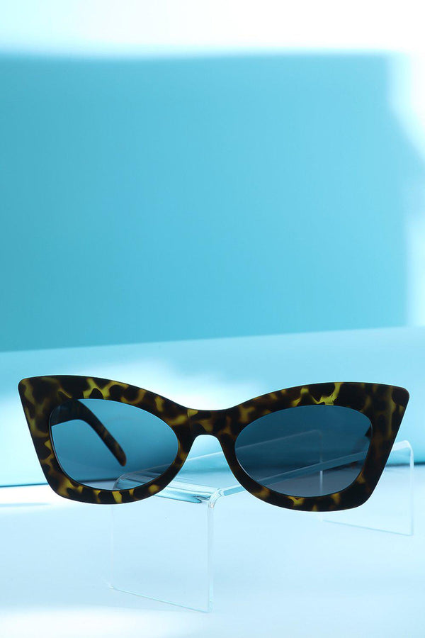 Matte Leopard Print Retro Cat Eye Sunglasses - SinglePrice