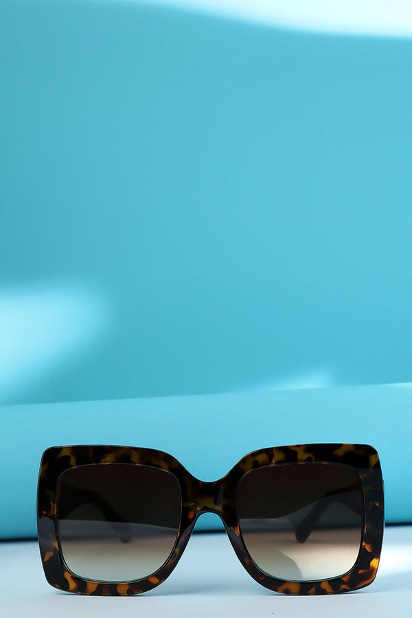Leopard Print Chunky Frame Large Butterfly Sunglasses - SinglePrice