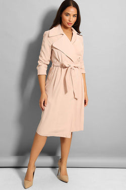 Nude Pink Long Duster Coat - SinglePrice