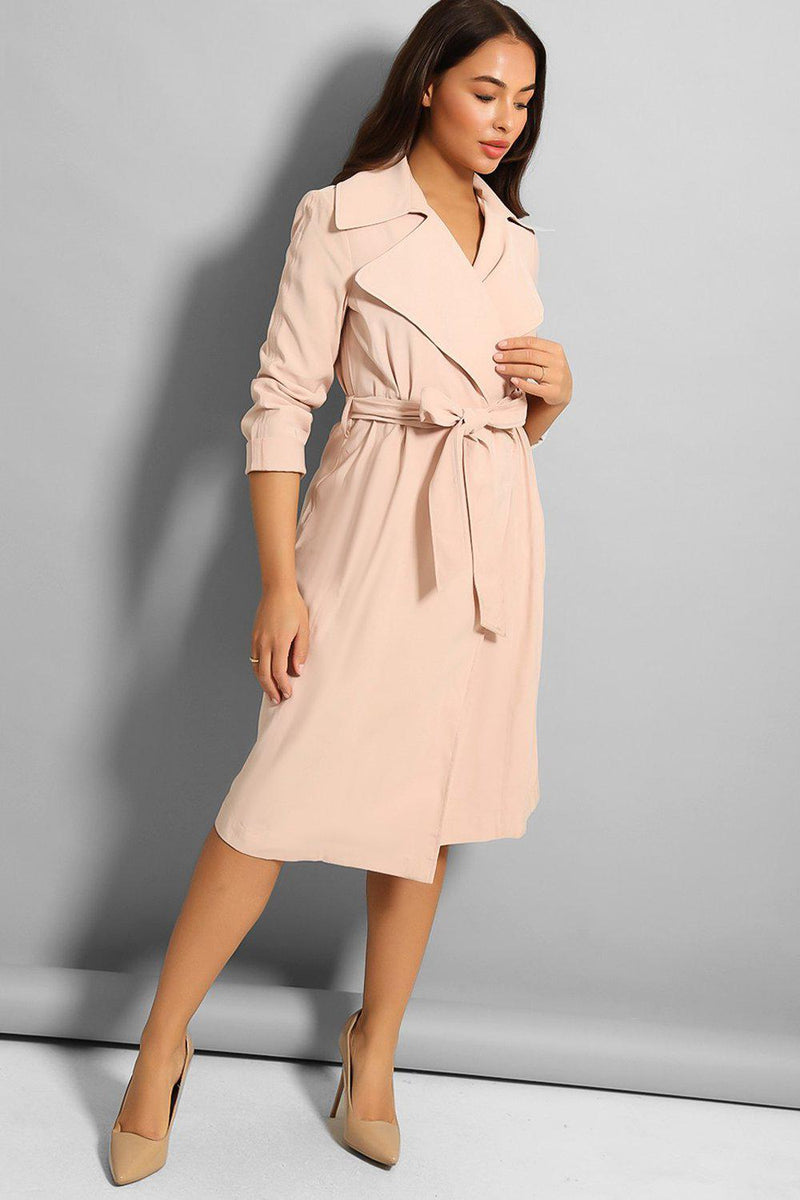 Nude Pink Long Duster Coat - SinglePrice