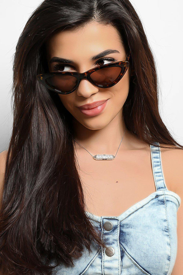 Patent Leopard Classic Retro Cat Eye Sunglasses-SinglePrice