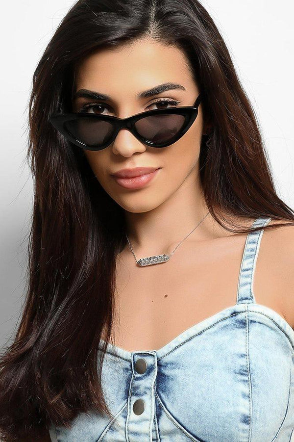 Patent Black Classic Retro Cat Eye Sunglasses-SinglePrice