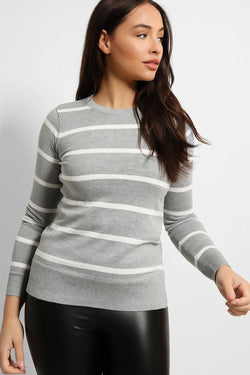 Stripy Fine Knit Pullover-SinglePrice