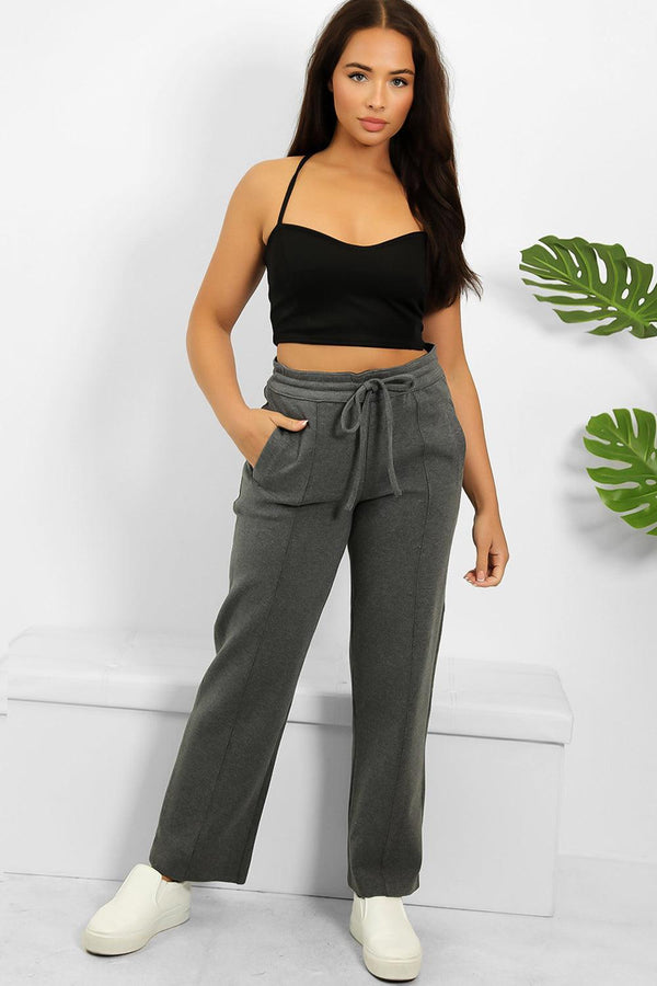 Straight Leg Drawstring Casual Trousers-SinglePrice