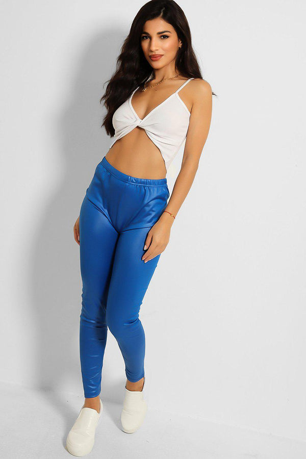 Royal Blue Wet Look Leggings-SinglePrice