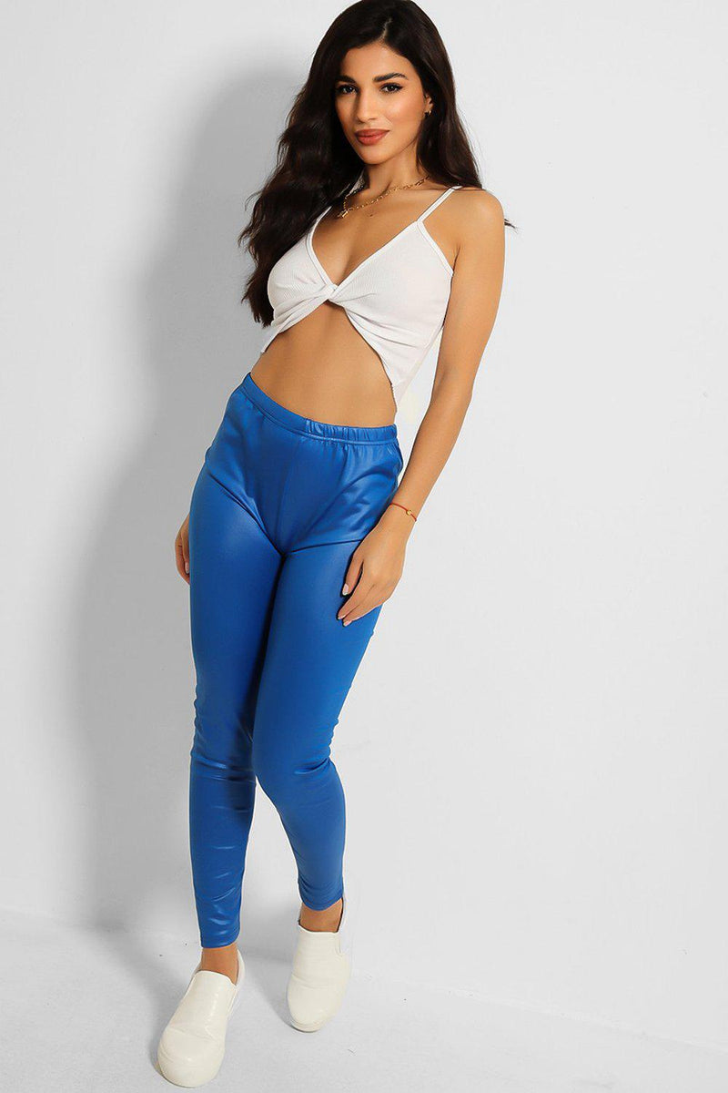 Royal Blue Wet Look Leggings-SinglePrice