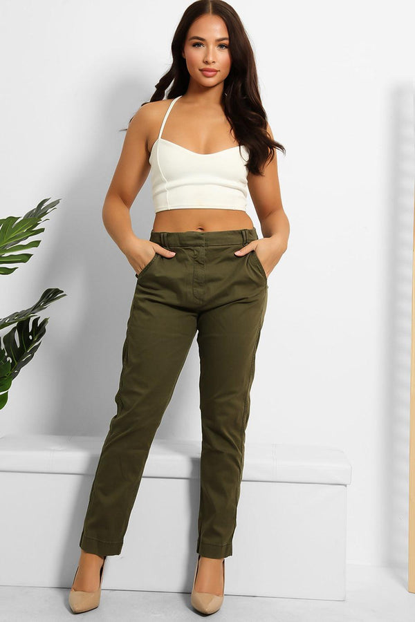 Olive Tapered Leg Combat Trousers-SinglePrice