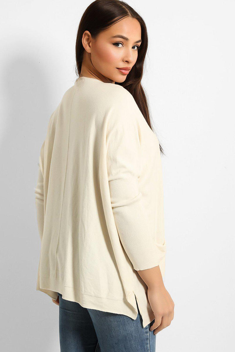 Seam And Pockets To Front Batwing Pullover-SinglePrice