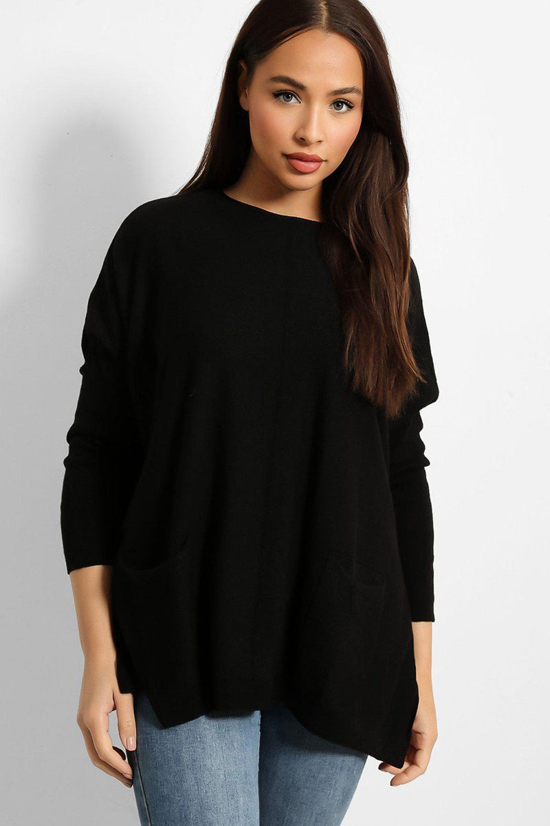 Seam And Pockets To Front Batwing Pullover-SinglePrice