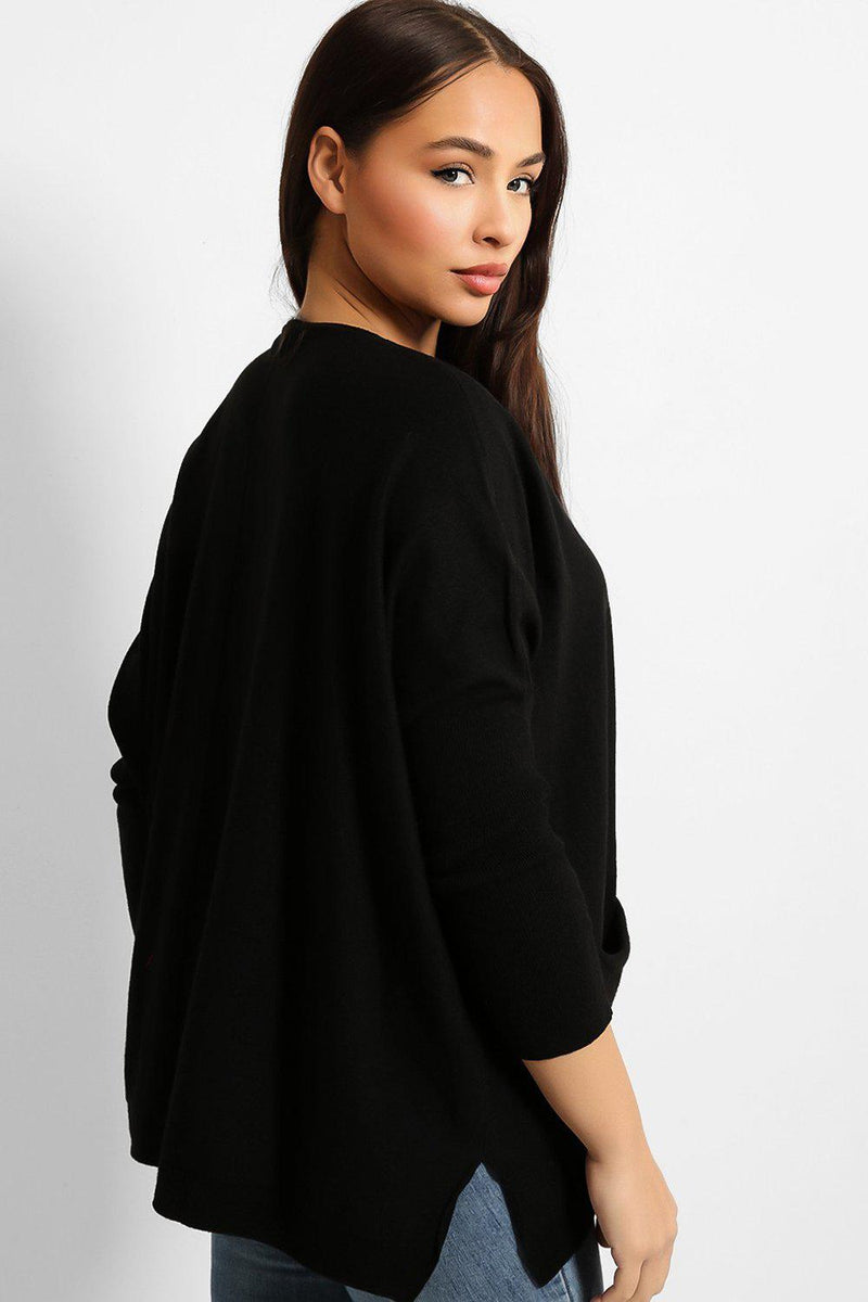 Seam And Pockets To Front Batwing Pullover-SinglePrice