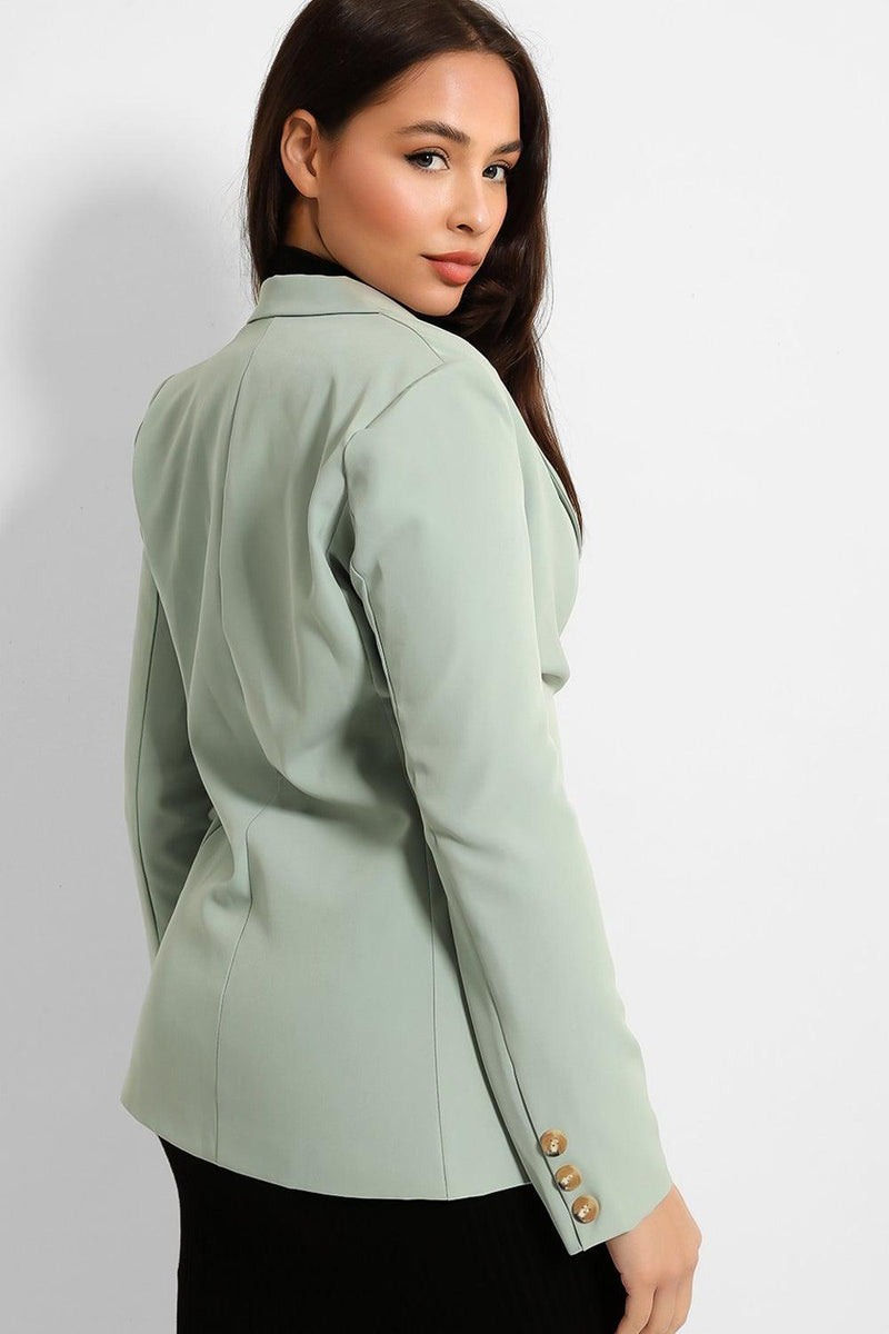 Buttoned Cuffs Single Button Blazer-SinglePrice