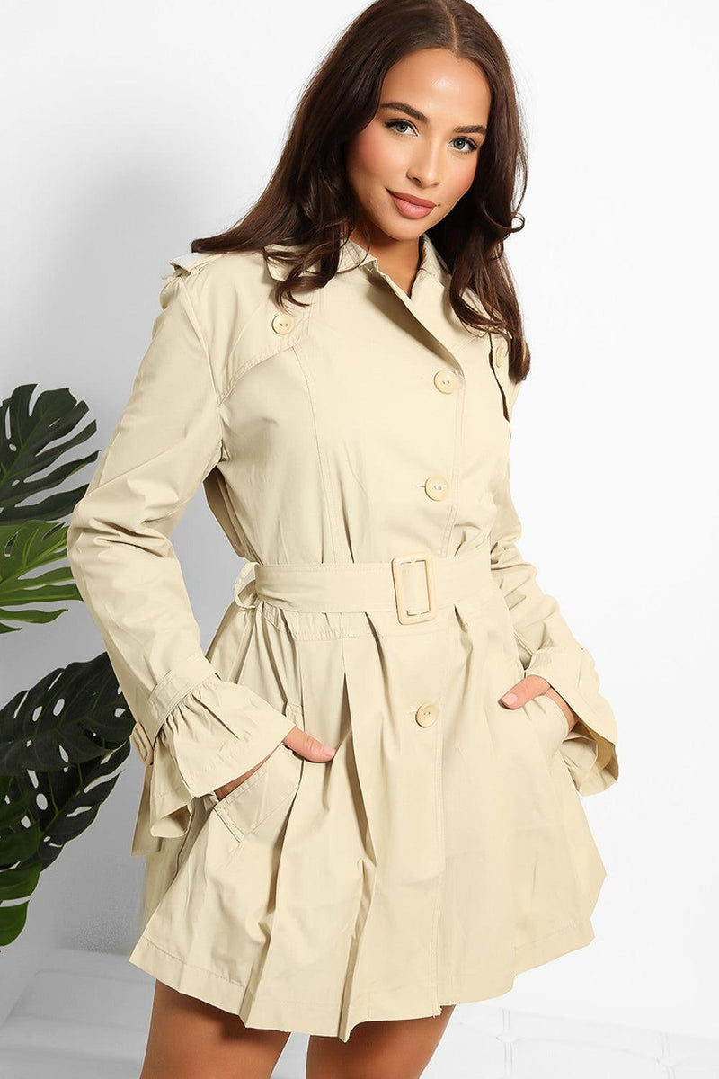 Pleated And Belted Trench Coat-SinglePrice