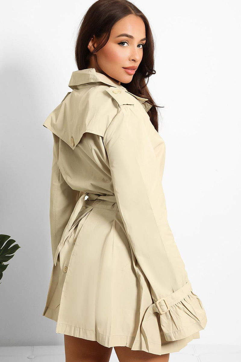 Pleated And Belted Trench Coat-SinglePrice
