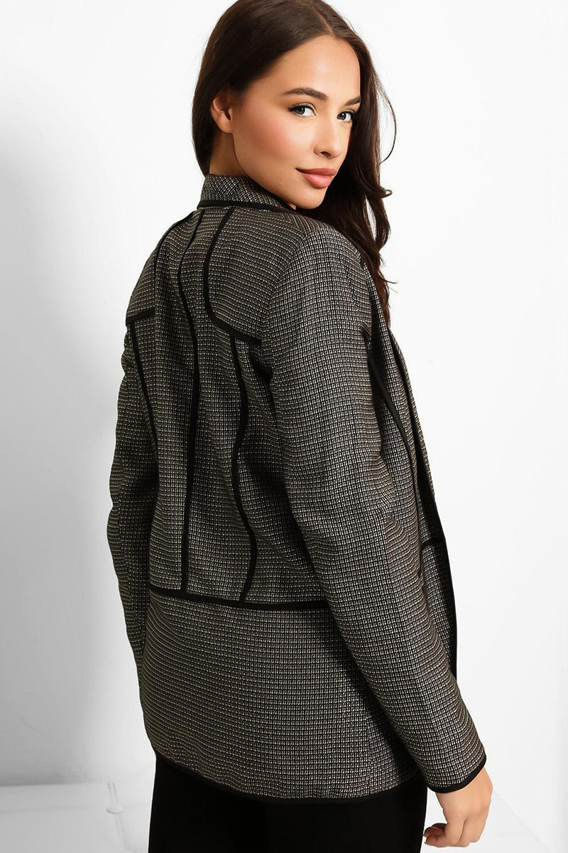 Black And Silver Open Front Blazer-SinglePrice