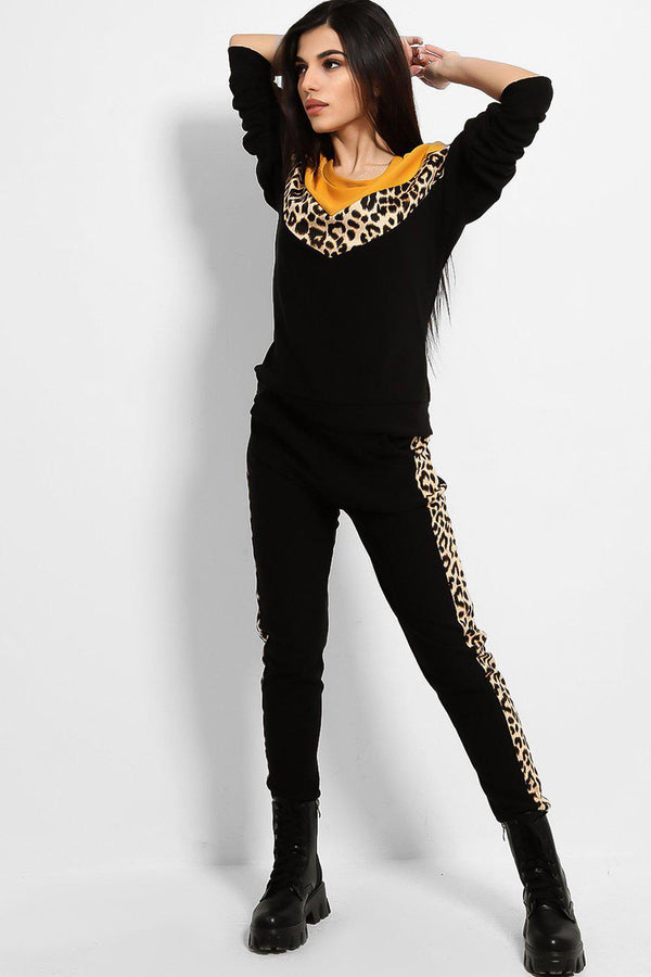 Mustard Leopard Print Panels 2 Piece Tracksuit - SinglePrice