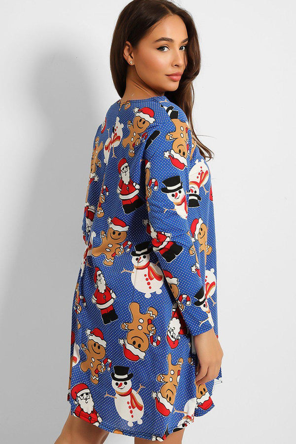 Ginger Man And Santa Print Christmas Dress-SinglePrice
