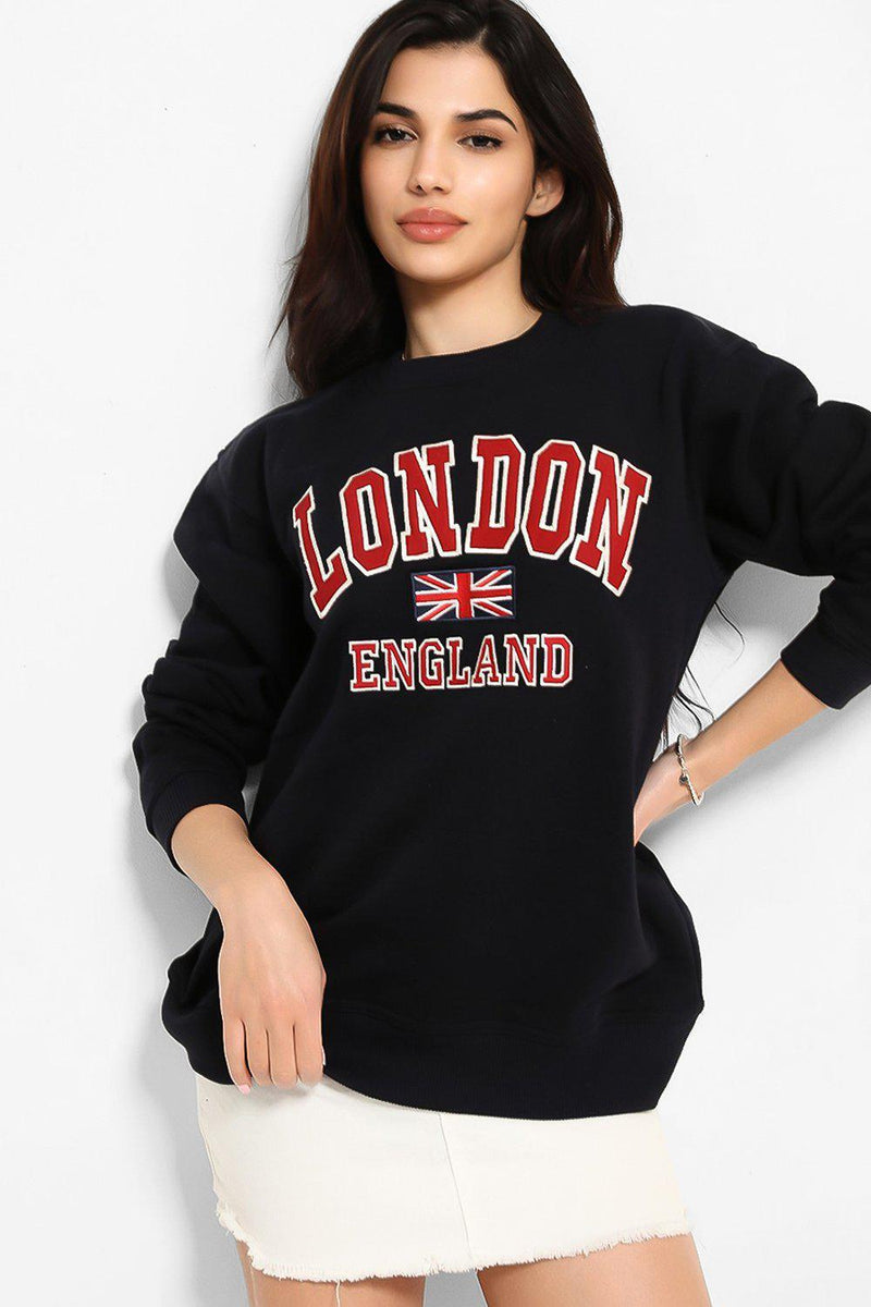 Navy London Oversized Sweatshirt-SinglePrice