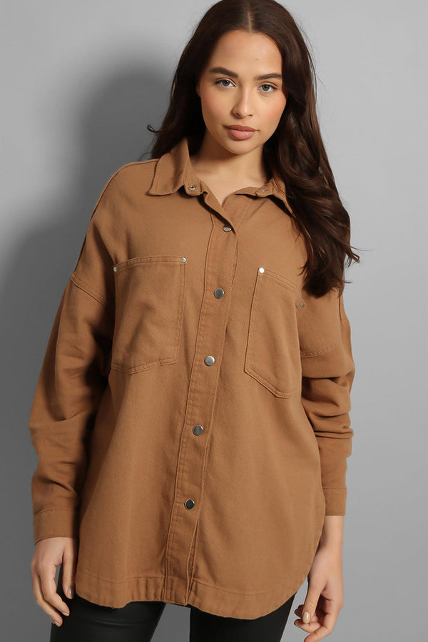 Corduroy Popper Buttoned Shirt-SinglePrice