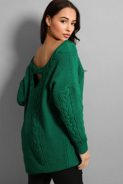 Braided Knit Deep Cut Long Pullover-SinglePrice