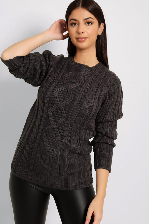 Mixed Pattern Chunky Knit Pullover-SinglePrice
