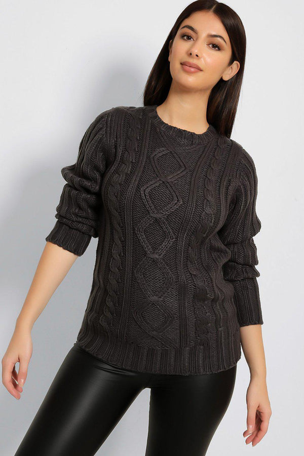 Mixed Pattern Chunky Knit Pullover-SinglePrice