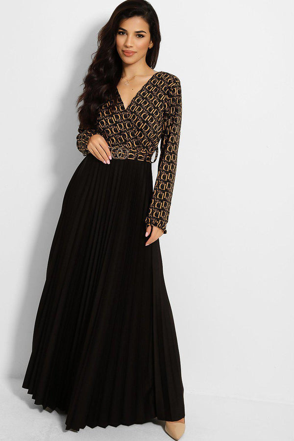 Logo Print Pleated Skirt Maxi Dress-SinglePrice