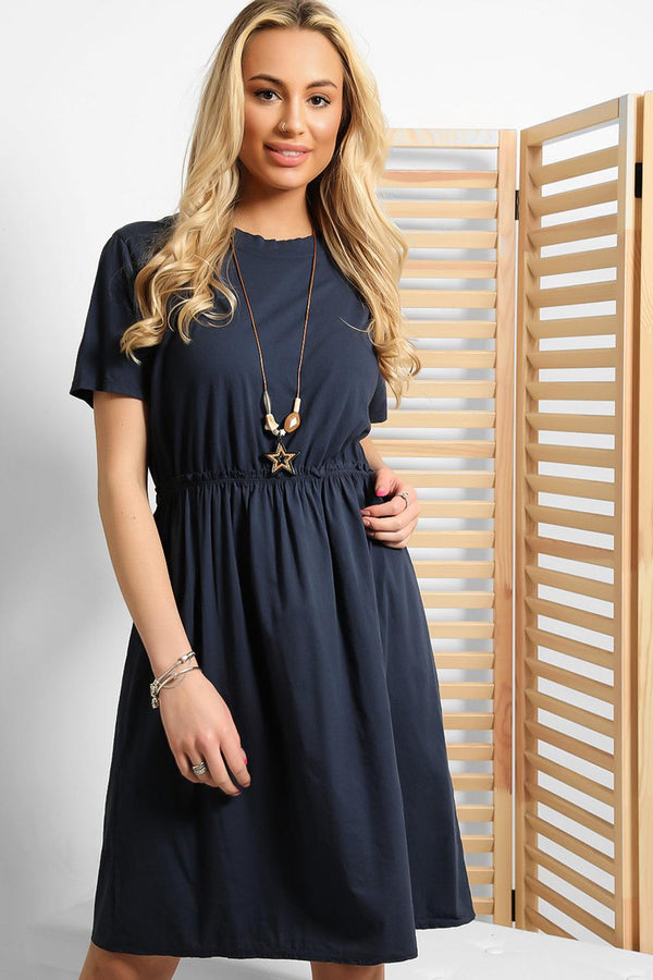 Cotton Blend Necklace Dress-SinglePrice