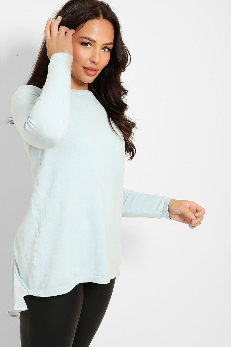 Chiffon Tail Fine Knit Pullover-SinglePrice