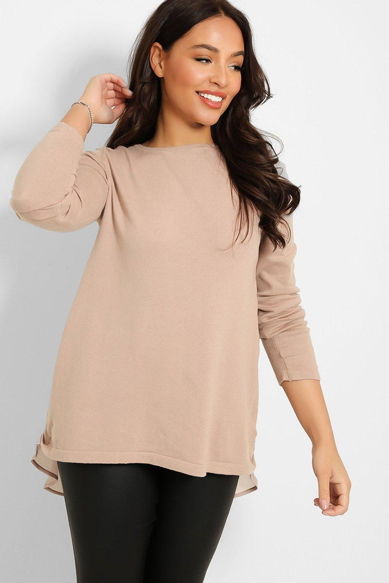 Chiffon Tail Fine Knit Pullover-SinglePrice