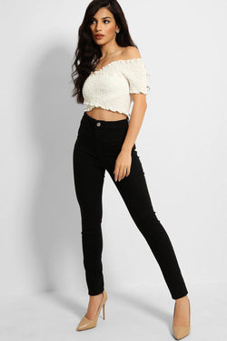 Black Highwaist Rise Skinny Fit Denim Jeans - SinglePrice