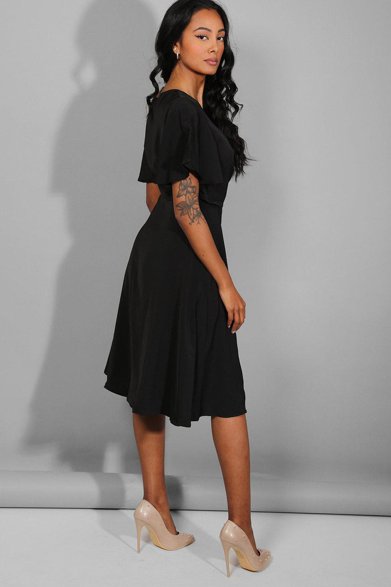 Black Side Ruched Midi Dress - SinglePrice