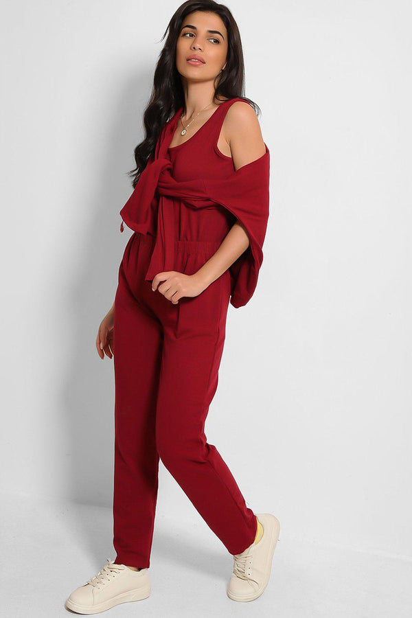 Wine Relaxed Fit 3 Piece Lounge Set-SinglePrice