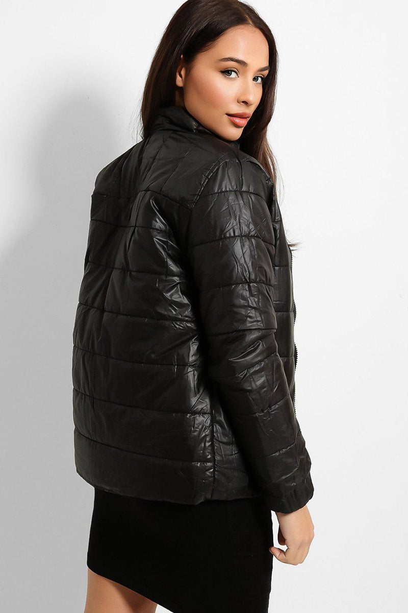 High Neck Quilted Medium Padding Puffer Jacket-SinglePrice