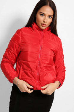 High Neck Quilted Medium Padding Puffer Jacket-SinglePrice