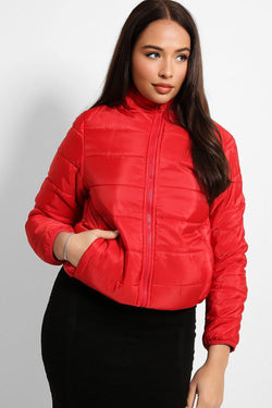 High Neck Quilted Medium Padding Puffer Jacket-SinglePrice