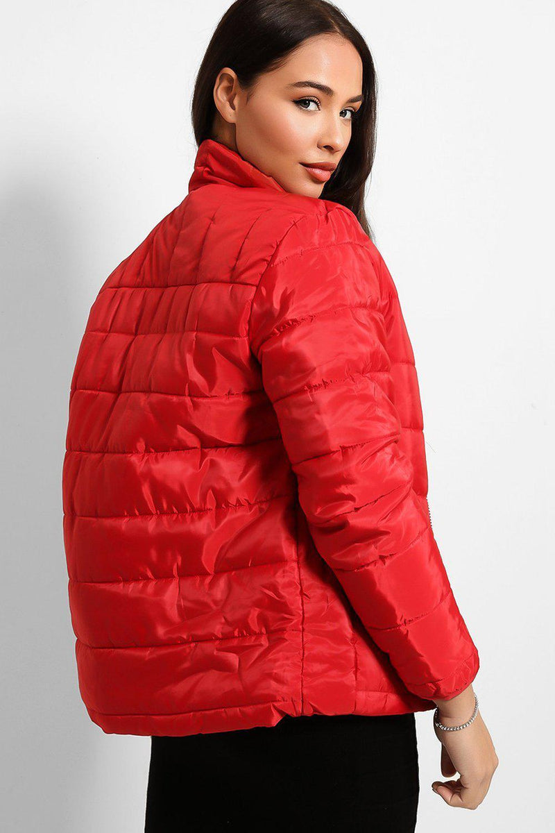 High Neck Quilted Medium Padding Puffer Jacket-SinglePrice