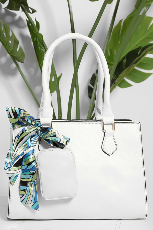 Detachable Scarf And Purse Detail Medium Handbag-SinglePrice